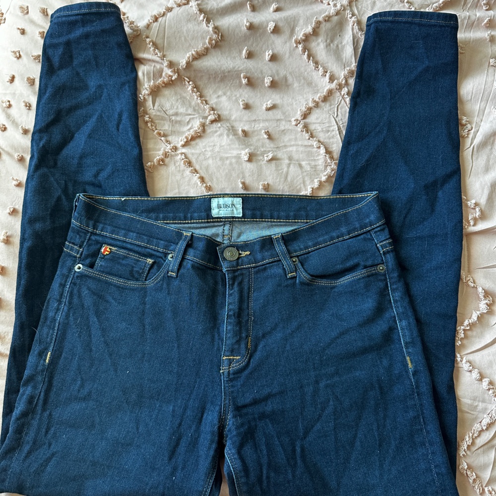 Hudson solid blue skinny jeans size 28